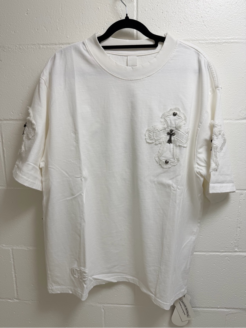 Chrome Hearts Logo Cross Patch White Embroidered Logo Cotton Tee